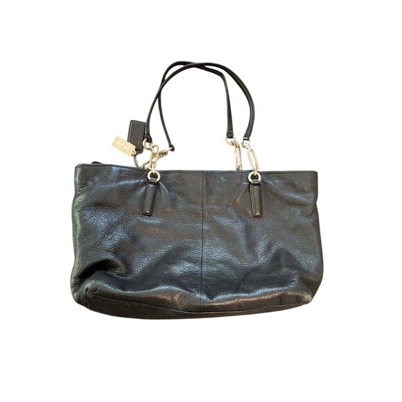 Coach Handbags - Coach Black Pebbled Leather Tote Bag with Gold Hardware